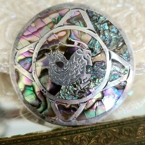 EUC Vtg Diaz Santoyo Sterling Abalone Ram Brooch